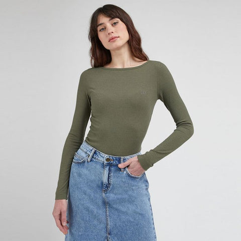 Lee Women's Olive Grove Ribbed Round Neck Long Sleeve Blouse | Lee In Lebanon