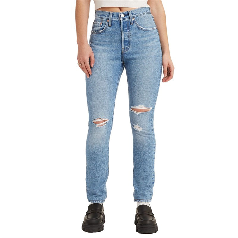 Levi's Women's Blue 501 Distressed Skinny Jeans Skipping Rocks Jeans | Levi's In Lebanon