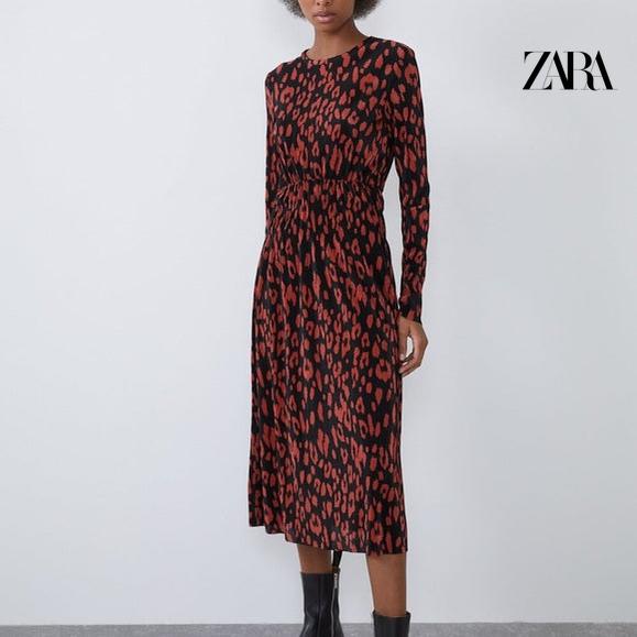 Zara Women's Black Red Long-Sleeve Dress | Zara in Lebanon