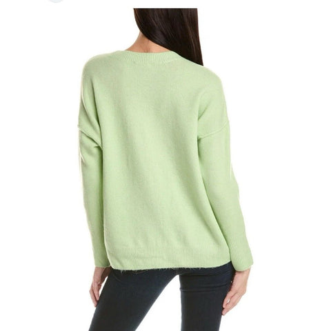 Vince Camuto Women's Light Green Ribbed Crewneck Long-Sleeve Sweater |Vince Camuto In Lebanon