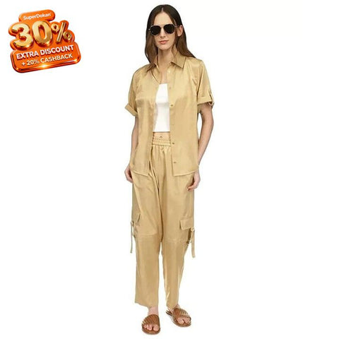Michael Kors Women's Khaki Satin Utility Cargo Pants|Michael Kors In Lebanon