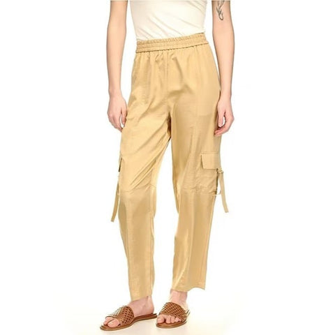 Michael Kors Women's Khaki Satin Utility Cargo Pants|Michael Kors In Lebanon