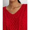 Lauren Ralph Lauren Women's Red Sequined Wool-Blend Aran-Knit Sweater | Lauren Ralph Lauren In Lebanon