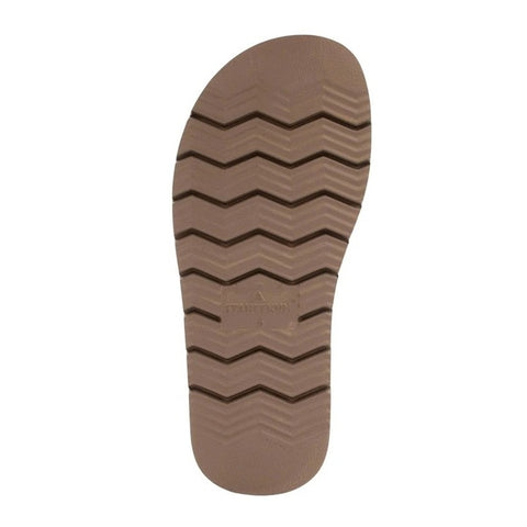 Brown shoe sole with zigzag pattern on a white background
