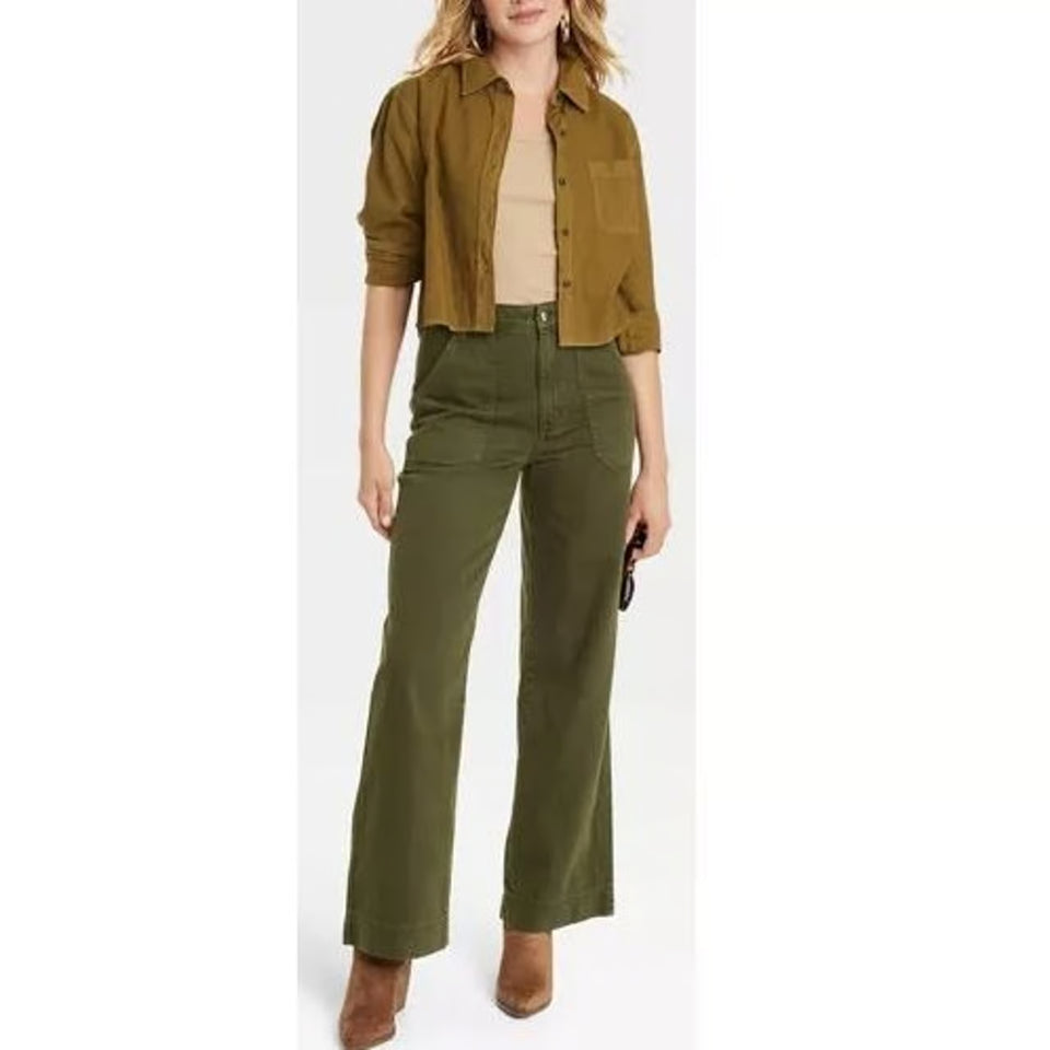 Universal Thread Women's Green High-Rise Wide-Leg Jeans | Universal Thread In Lebanon
