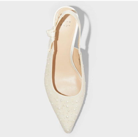 A New Day Women's Beige Milan Pearl Slingback Heels | A New Day In Lebanon