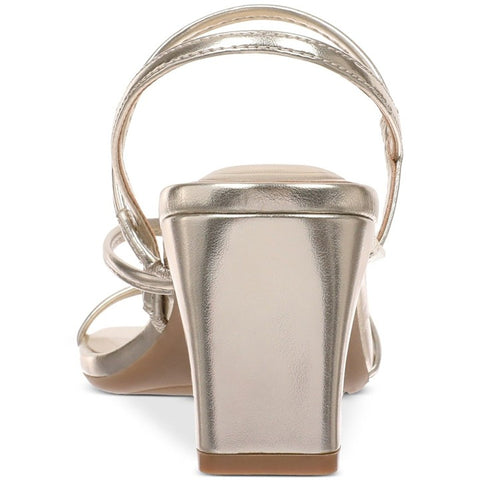 On 34th Women's Gold Cloverr Strappy Block-heel Sandals |On 34th In Lebanon