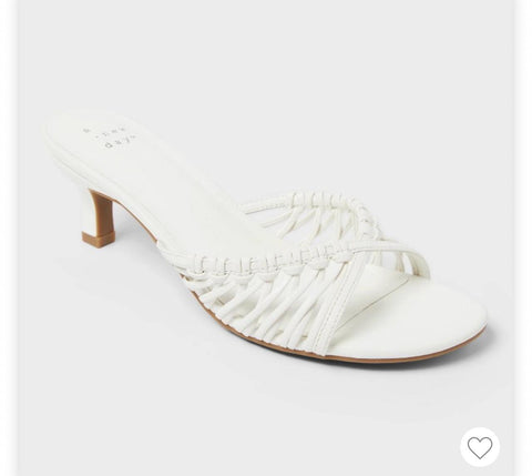 A New Day Women's White Clarisse Strappy Kitten Heeled Sandal |A New Day In Lebanon