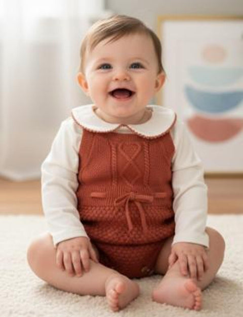 Cloud Island Baby Girl's Off White & Rust 2pcs Blouse & Romper Set | Cloud Island In Lebanon