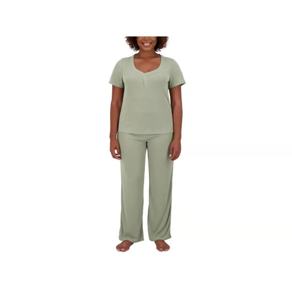 Live2Lounge Women's Sage Green V-Neck Pajama Top