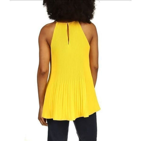 Michael Kors Women's Yellow Chain Strap Halter Neck Pleated Top | Michael Kors In Lebanon