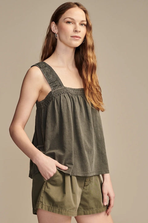 Lucky Brand Women's Gray Embroidered Yoke Blouse|Lucky Brand In Lebanon