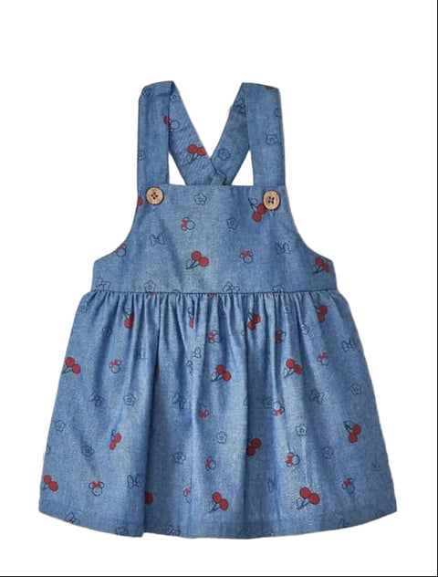 Disney Baby Girl's Dark Blue Minnie Mouse Cherry Chambray Dress | Disney In Lebanon