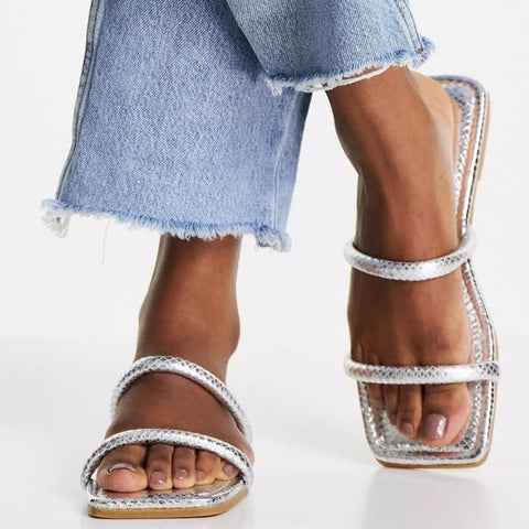Topshop Women's Silver Slipper ANS168