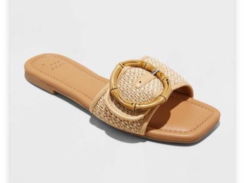 A New Day Women's Camel Bennie Buckle Slide Sandals | A New Day In Lebanon