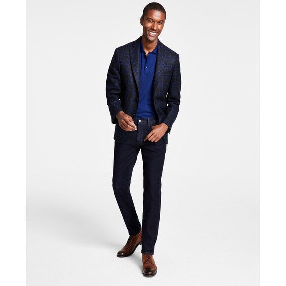 Michael Kors Men's Charcoal Navy Classic-Fit Notch-Lapel Plaid Blazer | Michael Kors In Lebanon