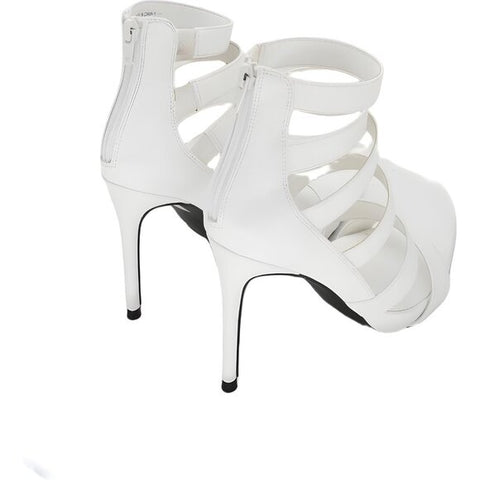 AAJ By Aminah Women's White Natalya Pointed-Toe Strappy Heeled Sandals| AAJ By Aminah in Lebanon