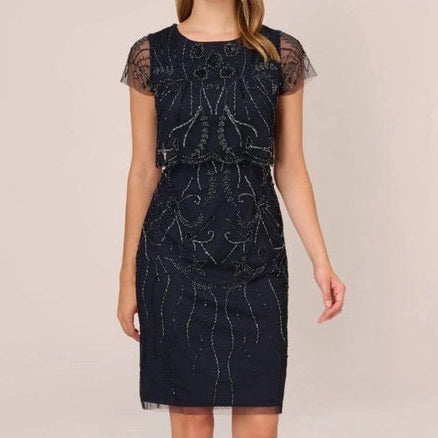 Adrianna Papell Women’s Navy Hand-Beaded  Dress | Adrianna Papell in Lebanon