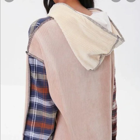 Forever 21 Women's Multicolor Checkered Ribbed Hoodie | Forever 21 In Lebanon