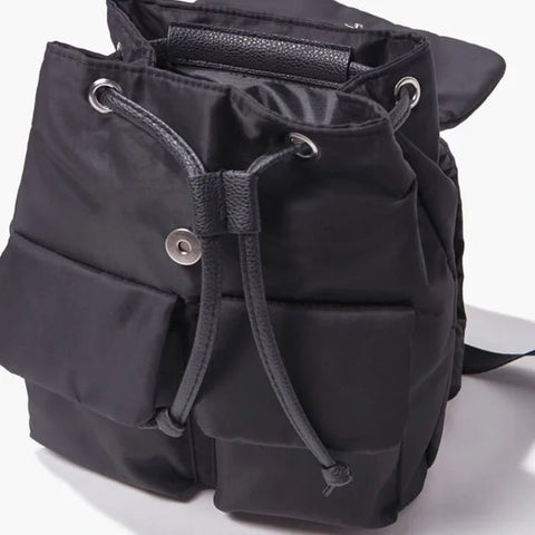GC DESIGN Women's Black  Drawstring Flap-Pocket Backpack | GC DESIGN in Lebanon