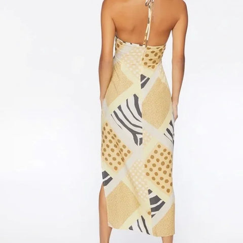 Forever 21 Women's Yellow Multi Sleeveless Cut Out Dress | Forever 21 In Lebanon