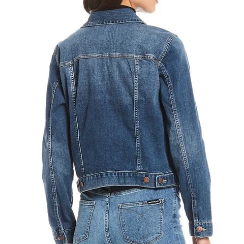 BACCINI Women's Blue Denim Point Collar Trucker Jacket|Baccini in Lebanon