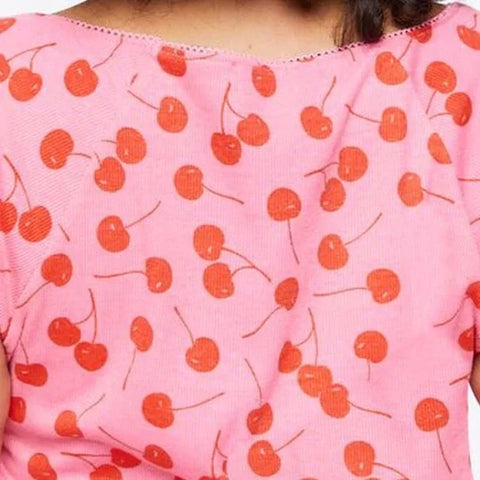 Forever 21 Women's Pink Cherry Printed Round Neck Blouse |Forever 21 In Lebanon