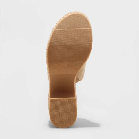 Universal Thread Women's Beige Nessa Platform Mule Heeled Sandal | Universal Thread  In Lebanon