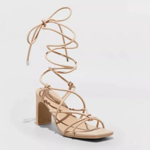 A New Day Women's Beige Strappy Heeled Sandals | A New Day In Lebanon