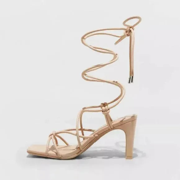 A New Day Women's Beige Strappy Heeled Sandals | A New Day In Lebanon
