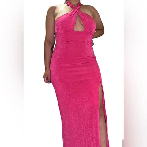 Forever 21 Women's Shocking Pink Halter Neck Dress |Forever 21 In Lebanon