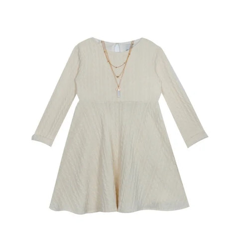 Rare Editions Girl's off White Long Sleeve Midi Dress |Rare Editions In Lebanon