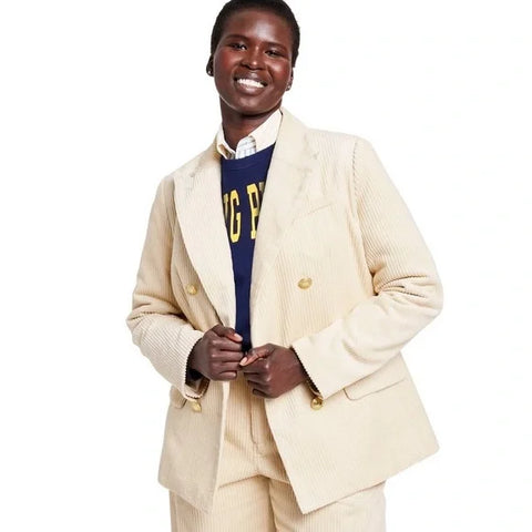 Rowing Blazers Women's Beige Corduroy Double Breasted Blazer |Rowing Blazers In Lebanon