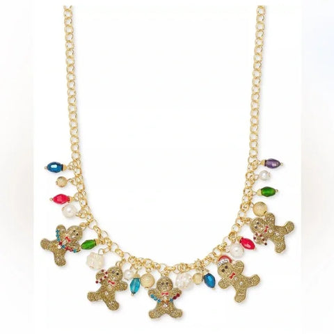 Holiday Lane Women's Gold Mixed Stone Gingerbread  Necklace |Holiday Lane in Lebanon