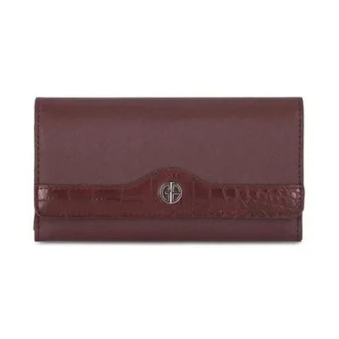 Giani Bernini Receipt Manager Wallet Red Brushed Saffiano Leather wine abb73