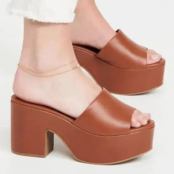 A New Day Women's Camel Leather Ricky Heels | A New Day In Lebanon