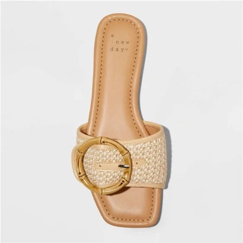A New Day Women's Camel Bennie Buckle Slide Sandals | A New Day In Lebanon