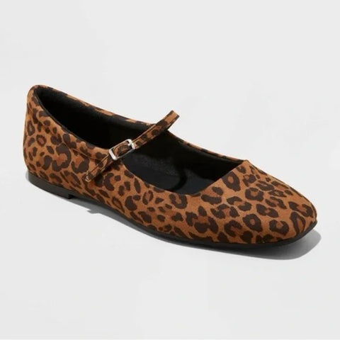 Wild Fable Women's Elsa Leopard Print Mary Jane Ballet Flats |Wild Fable In Lebanon