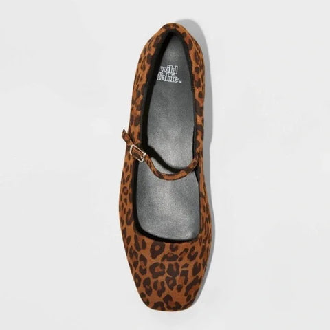 Wild Fable Women's Elsa Leopard Print Mary Jane Ballet Flats |Wild Fable In Lebanon