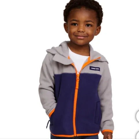 Lands' End Boy's Grey/Navy Fleece Hooded Jacket  |Lands' End in Lebanon