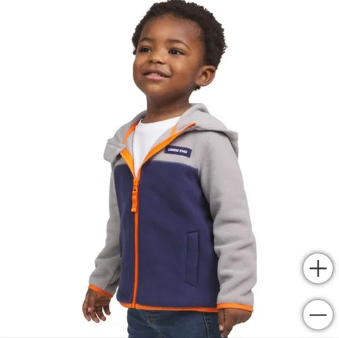Lands' End Boy's Grey/Navy Fleece Hooded Jacket  |Lands' End in Lebanon
