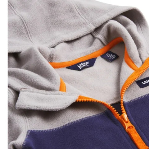 Lands' End Boy's Grey/Navy Fleece Hooded Jacket  |Lands' End in Lebanon