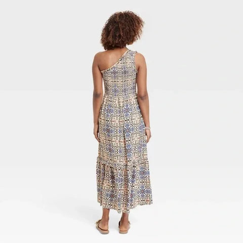 Knox Rose Women's Geometric Print One Shoulder A-Line Maxi Dress |Knox Rose In Lebanon