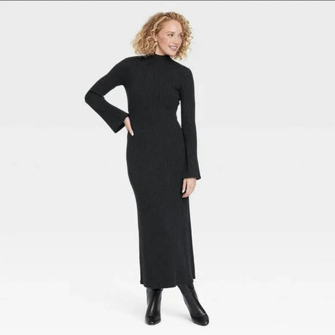 A New Day Women's Black Long Sleeve Maxi Sweater Dress |A New Day In Lebanon