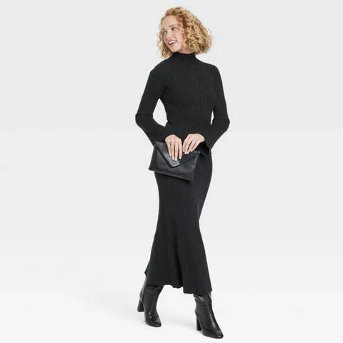 A New Day Women's Black Long Sleeve Maxi Sweater Dress |A New Day In Lebanon