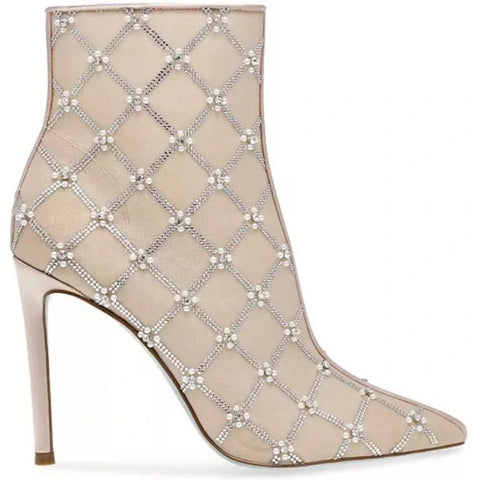 Betsy Johnson Women's Gold & Silver Lark Mesh Embelished Stiletto Ankle Boot | Betsy Johnson In Lebanon