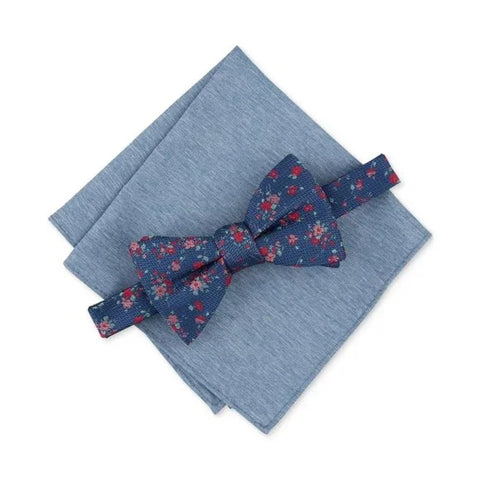 Bar III Men's Navy Lance Floral Bow Tie & Pocket Square Set    | Bar III In Lebanon