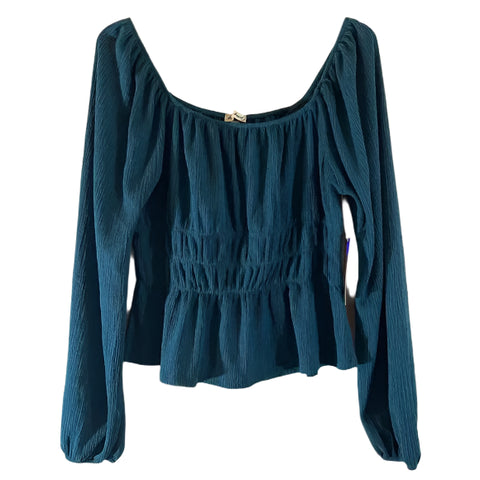 Planet Heart Women's Petrol Smocked Long-Sleeve Blouse | Planet Heart In Lebanon