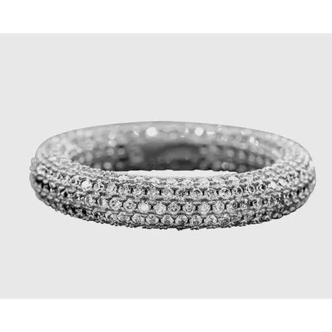 Adornia Women's Silver Crystal Eternity Round Band White Rhodium Plated Plated | Adornia in Lebanon
