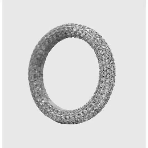 Adornia Women's Silver Crystal Eternity Round Band White Rhodium Plated Plated | Adornia in Lebanon